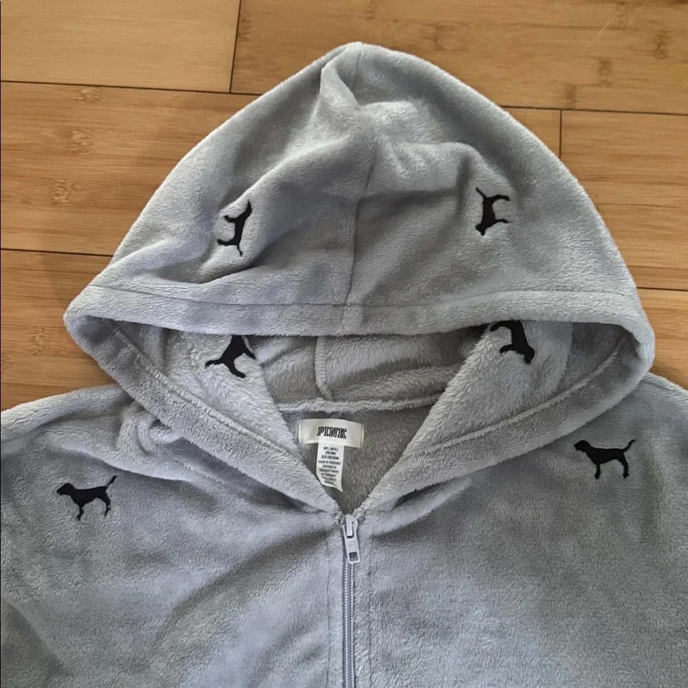 PINK Victoria's Secret Gray Fleece Onesie